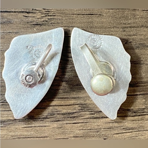 Taxco Bat Wing Sterling Silver Screw Back 1950’s Earrings 7g Miguel Garcia Mark - Picture 2 of 5